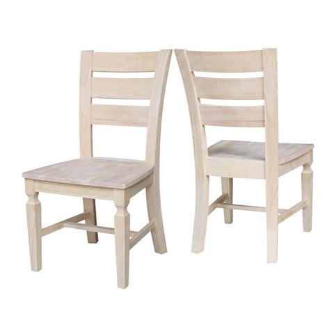 IC INTERNATIONAL CONCEPTS Vista Solid Wood Ladderback Chairs - Set of 2 - Unfinished