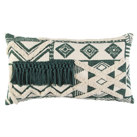 Rizzy Home Geometric 14" x 26" Poly Pillow w/Textured Cotton Cover-Ivory/Green