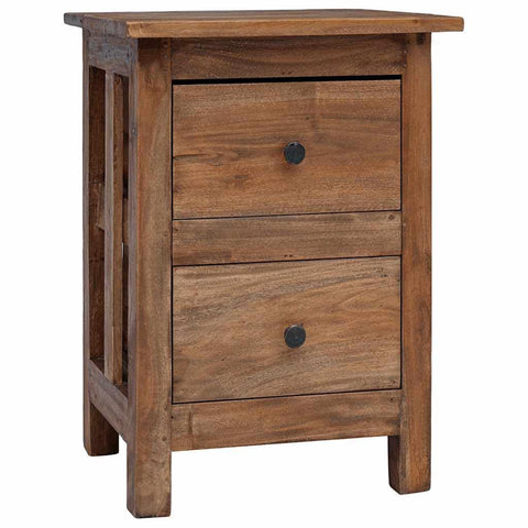 vidaXL Nightstand, Rustic Design Side Table with 2 Drawers, Handmade End Table for Bedroom, Living Room, Solid Reclaimed Wood, 15.7''x11.8''x20.1''