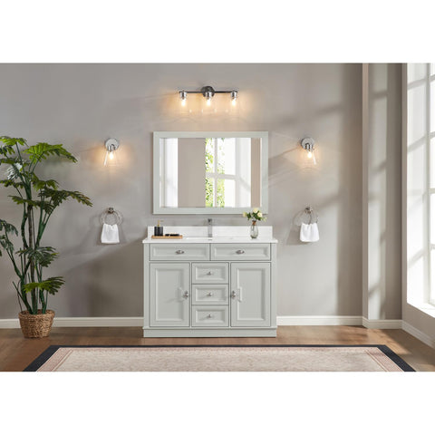 Legion Furniture Solid Wood Sink Vanity - Silver Strand Finish - Stone Top 48"