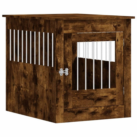 vidaxl Dog Crate Furniture â€“ Indoor Puppy Kennel Table â€“ Smoked Oak Engineered Wood â€“ Living Room pet cage â€“ Stylish & Multifunctional end Table