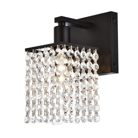 Living District Phineas 1-Light Metal Bath Sconce in Black and Clear