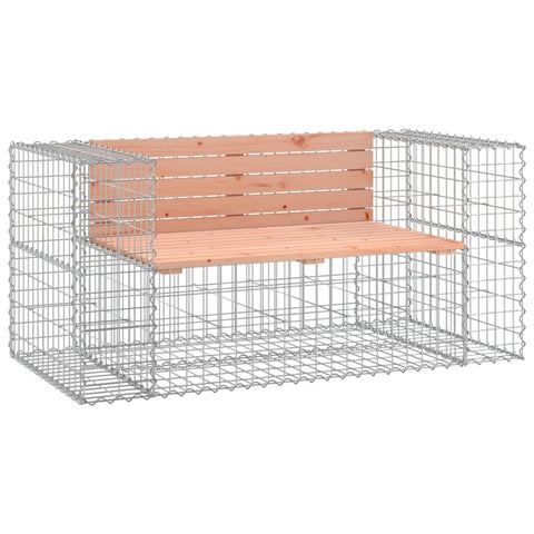 vidaXL Patio Bench with Gabion Design - Solid Douglas Wood, Galvanized Steel Base, Space-Saving, Farmhouse Style for Garden and Backyard