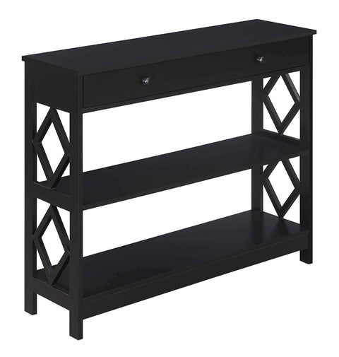 Convenience Concepts Diamond 1 Drawer Console Table, Black