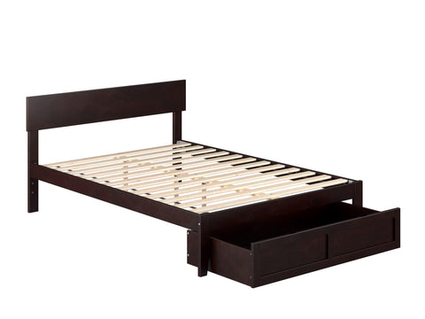 AFI Boston Full Size Platform Bed with Foot Drawer in Espresso