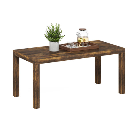 Furinno Classic Coffee Table, Modern Rectangle Coffee Table with 1.8" Triple Thick Tabletop, Side Table, Toolless Assembly, for Living Room, Home Office, Amber Pine