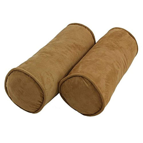 Blazing Needles Corded Microsuede Throw Pillows (Set of 2), 20" x 8", Camel