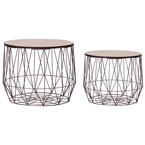 Oakestry Coffee Table Set of 2 Copper Metal Small Detachable Premium Storage Cabinet Modern Luxury Storage Solution Elegant Dining Interior Furniture Space Saving Organizer