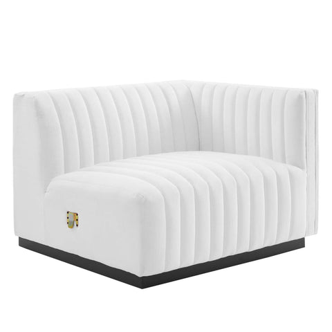 Modway Conjure Modern Channel Tufted Fabric Right-Arm Chair in White