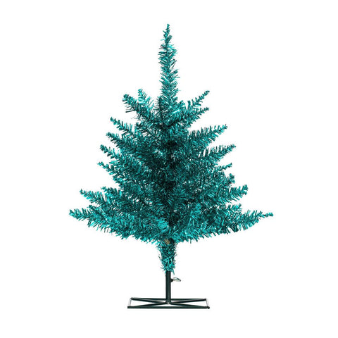Vickerman 2' x 20" Aqua Tinsel Artificial UnLit Christmas Tree.