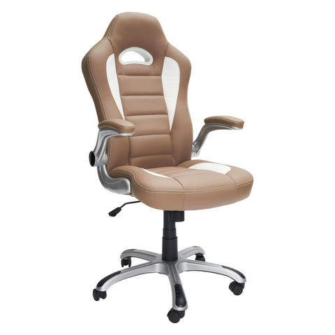 Techni Mobili High Back Executive Sport Race Office Chair with Flip-Up Arms. Color: Camel
