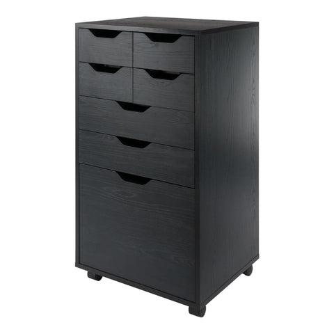 Oakestry Halifax Multi Storage High Mobile Cabinet Black With Bins and Drawers Home Office Organizer Rolling Storage Tower Compact Utility Cabinet for Bedroom Living Room Workspace