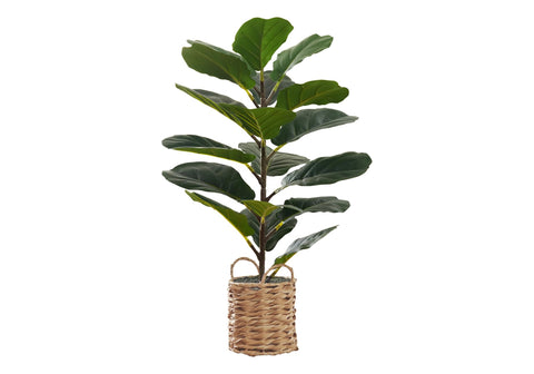 Monarch Specialties I 9505 Artificial Plant, 28" Tall, Fiddle Tree, Indoor, Faux, Fake, Floor, Greenery, Potted, Real Touch, Decorative, Green Leaves