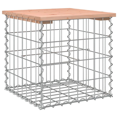 vidaXL Patio Bench/Garden Seating - Solid Douglas Wood with Gabion Base - Natural Brown - Compact Farmhouse Style for Outdoor Use - 16.9"x17.3"x16.5"
