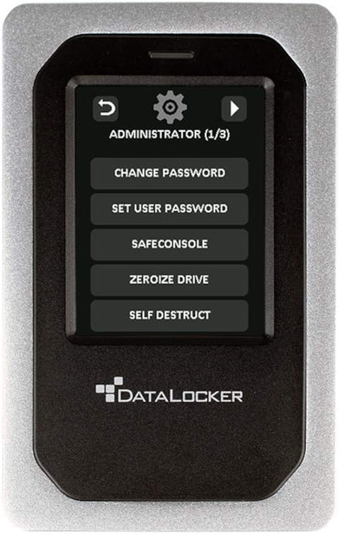 DataLocker DL4 FE 1 TB Password Protected Hardware Encrypted HDD, Easy Screen Guided Use, AES 256, IP64 Dust, TAA Compliant Trusted Supply Chain, OS Independent, USB-C/USB-A