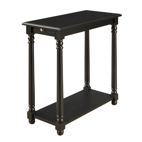 Convenience Concepts French Country Regent Chairside End Table 23.75" - Traditional Farmhouse Side Table with Pull-Out Table Shelf, End Table with Storage Shelf for Living Room, Black