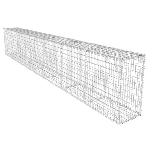 vidaXL Galvanized Steel Gabion Wall with Cover - Rust-Proof and Weather-Resistant - Mesh Grid Structure - Ideal for Residential and Commercial Use