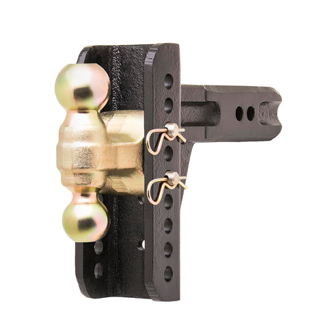 HUSKY TOWING 33254 HUSKY ADJ DBL BALL 2.5 SHANK 6 DROP, Trailer Hitch Ball Mount; Class V; For 2-1/2 Inch Receiver; 20000 Pound Gross Trailer Weight/ 2000; Channel Mount; Adjustable 6 Inch Drop