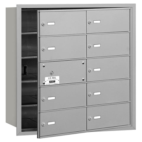 Salsbury Industries 3610AFP 4B Plus Horizontal Mailbox with Master Commercial Lock, 10 B Doors 9 Usable, Front Loading, Private Access, Aluminum