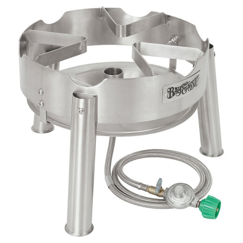 Bayou Classic KDS1 Stainless Steel Single Jet Burner w/ 10-psi Pre-Set Regulator w/ 60-in Hose