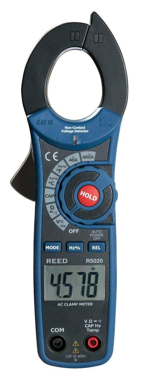 REED Instruments R5020 AC Clamp Meter with Temperature and Non-Contact Voltage Detector, 400A