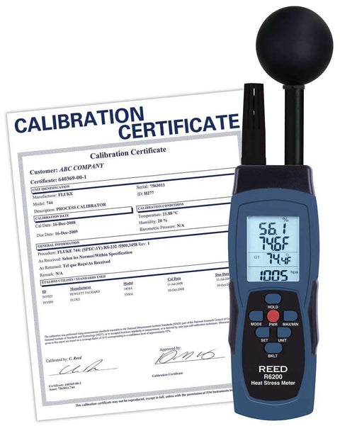 REED Instruments R6200-NIST WBGT Heat Stress Meter,