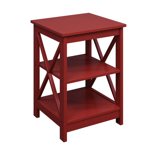 Convenience Concepts Oxford End Table 15.75" - Modern Living Room Table with Storage Shelves, Transitional Nightstand Side Table for Home Decor and Display, Cranberry