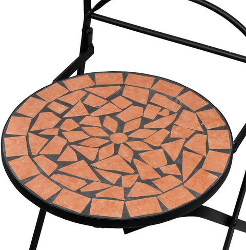 vidaXL Folding Bistro Chairs 2 Pcs, Folding Metal Bistro Outdoor Chair for Patio, Wooden Patio Chair for Deck Front Porch, Ceramic Terracotta