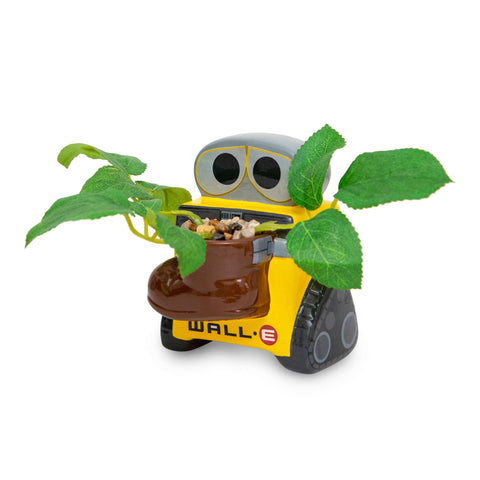 Silver Buffalo Disney Pixar Wall-E 4-Inch Ceramic Mini Planter with Artificial Succulent | Cute Small Flower Pot, Faux Indoor Plant for Desk Shelf