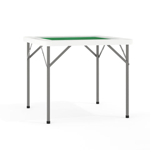 Flash Furniture Silas 34.5" Square Folding Card Table with Felt Green Surface and Cup Holders, Portable Folding Game Table for 4 Players, White/Green