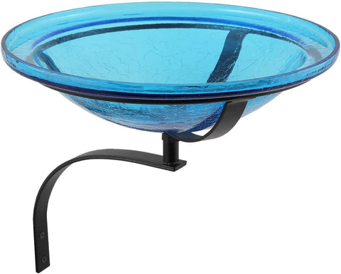 Oakestry CGB-07T-WM 12 Inch Teal Crackle Wall Mount Bracket Birdbath