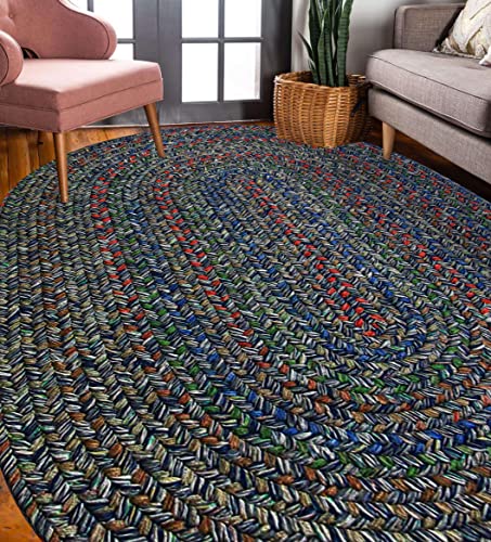 Rhody Rug Sophia SO95 Denim Blue 7' x 9' Oval - Braided Area Rug, Home Decor, Floor Mat or Bedroom Rug - Easy Care, Ideal for High Traffic Areas in Hallway and Living Room - Made in USA