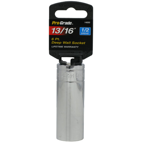Pro-Grade 14695 1/2-Inch Drive with 6 Point Deep 13/16-Inch Socket