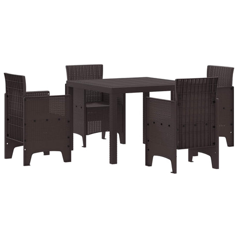 vidaXL Garden Dining Set 5 pcs Brown Polypropylene, Chill Outdoor Dining Set, Stylish Garden Furniture, Easy-to-Carry Seating, Tough Patio Table for Summer Fun