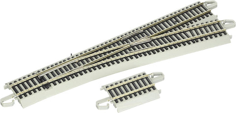Bachmann Trains - E-Z COMMAND DCC EQUIPPED #5 TURNOUT – RIGHT - NICKEL SILVER E-Z TRACK With Grey Roadbed - HO Scale