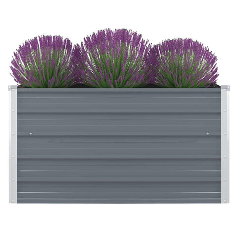vidaXL Raised Square Garden Bed - Galvanized Steel in Gray - 39.4"x39.4"x17.7" - Durable Patio, Deck, Balcony Vegetable, Flower, Herb Planter with Edge Fold
