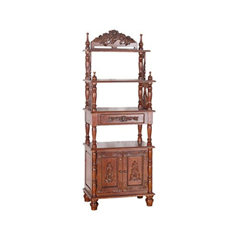 International Caravan Furniture Piece Carved Wood 1 Drawer/2 Door Bookshelf