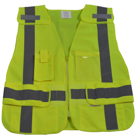 Petra Roc LV2-LPSV-PLUS ANSI-107 Class 2 Contrast Public Safety Vest, XX-Large/5X-Large, Lime Solid