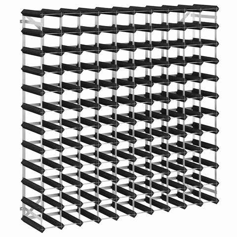 vidaXL Solid Pine Wood and Galvanized Steel WineRack - Modern Black High Capacity Wine Holder for 120 Bottles, Decorative and Durable Wine Storage Furniture