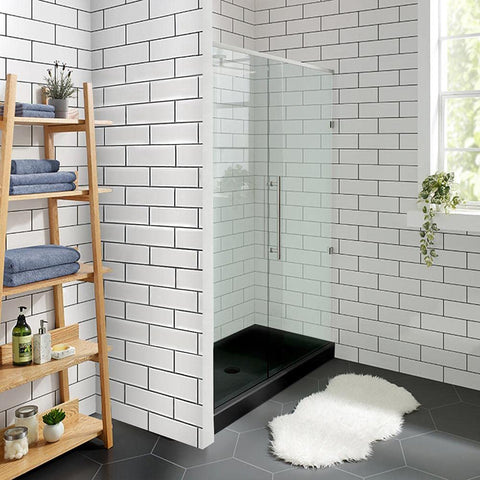 Swiss Madison Voltaire Shower Base, 60 x 30, Acrylic, Black, Center Drain, Single-Threshold, Includes 1 Year Limited Warranty