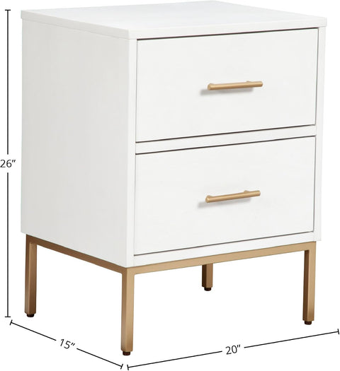 Madelyn 2-Drawer Mahogany and Veneer Nightstand, White