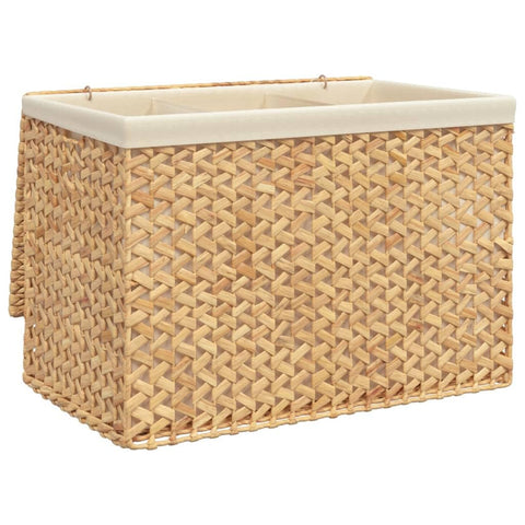vidaXL Laundry Basket with 3 Sections, Metal Laundry Bin Basket with Lid, Foldable Wicker Storage Basket, Laundry Hamper Bag, Water Hyacinth