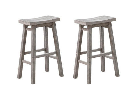Boraam Sonoma Backless Saddle Kitchen Bar Stools - Storm Gray Wire-Brush - Set of 2