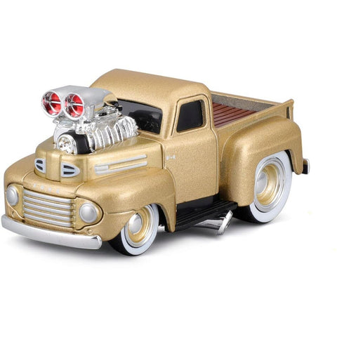 Muscle Machines 1949 Ford F1 Pickup Truck Gold Metallic 1/64 Diecast Model Car 15582GLD