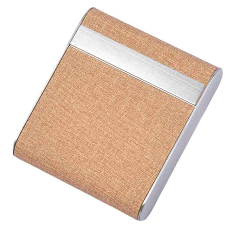 Apricot Metal Cigarette Case PU Cigarette Box Cigarette Holder for Men
