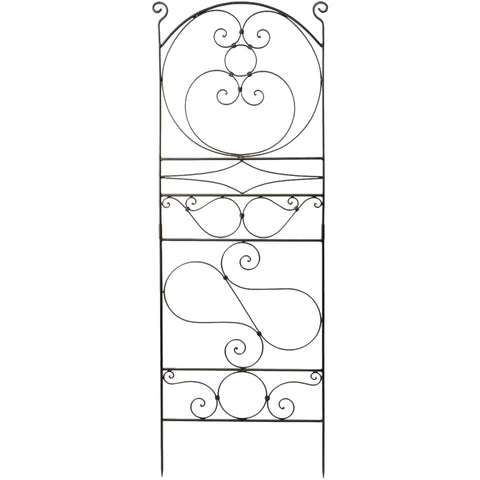 Ferro Firenze Wrought Iron Garden Trellis II, 77 Inch Tall Decorative Italianate Plant Support, Roman Bronze Powder Coated