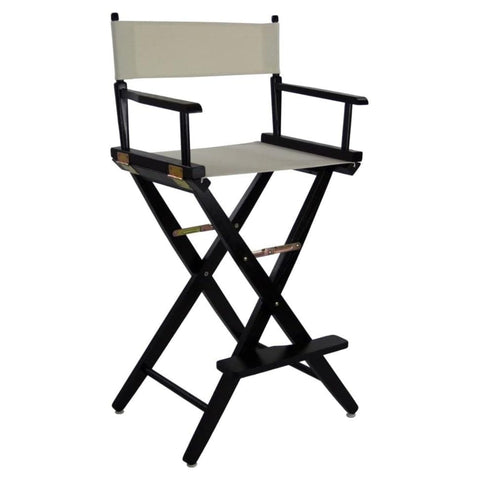 Oakestry Extra Wide Premium 30" Directors Chair Black Frame Natural Canvas Bar Height Folding Portable Tall Seat Comfortable Armrests Wooden Frame Indoor Outdoor Travel Event Furniture