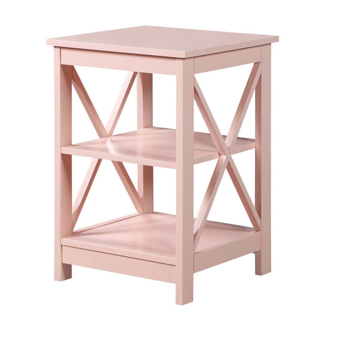 Convenience Concepts Oxford End Table 15.75" - Modern Living Room Table with Storage Shelves, Transitional Nightstand Side Table for Home Decor and Display, Blush Pink