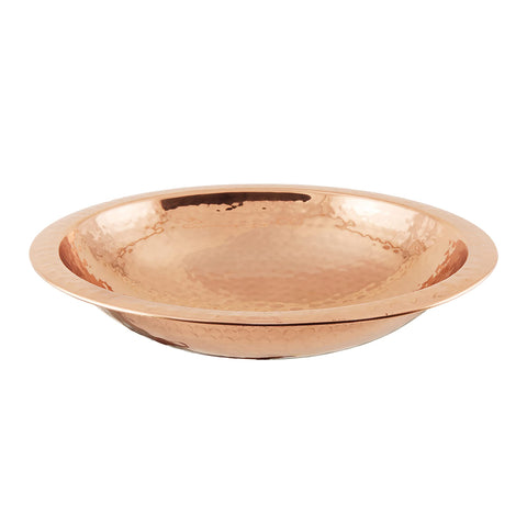 Hammered Copper Birdbath Bowl with Rim