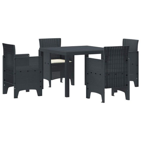 vidaXL Garden Dining Set 5 pcs Anthracite Polypropylene, Chill Outdoor Dining Set, Stylish Garden Furniture, Easy-to-Carry Seating, Tough Patio Table for Summer Fun